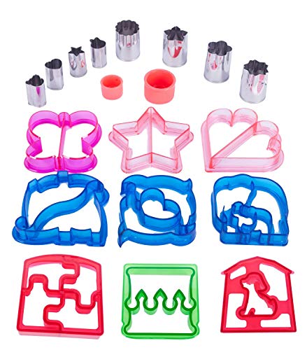 JONYEE Sandwich Cutters for Kids - 9 Fun Lunch Cutters with Free 8 Stainless Steel Vegetables Fruit Shapes Cookie Cutters Bread Crust Shaper for Biscuits Pancakes and 5 Animal Food Picks - Thumbnail 3