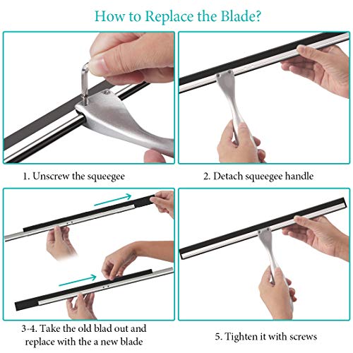 TopCharm Stainless Steel Squeegee Shower Cleaner for Shower Door, All Purpose Bathroom Window Mirror Car Door Shower Window Squeegee 16 Inch with Hook and 6.8 Inch Longer Handle - Thumbnail 6