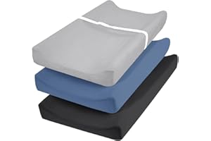 david's Kids 3 Pack Changing Pad Cover Set, Ultra Soft Breathable Cozy Microfiber Diaper Change Table Sheets for Baby Girls, Fit Most Changing Pads, Black & Grey & Navy Blue