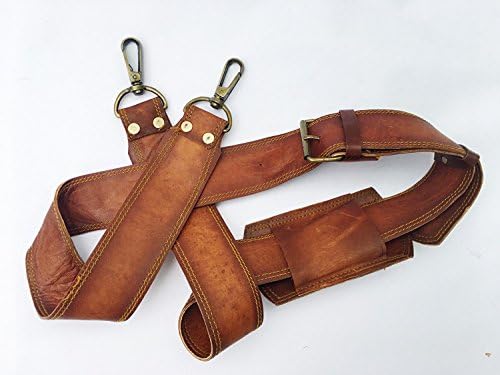 VINTAGE COUTURE Leather Adjustable Padded Replacement Shoulder Strap with Metal Swivel Hooks for Messenger, Laptop, Camera, Duffle Bags &amp; More