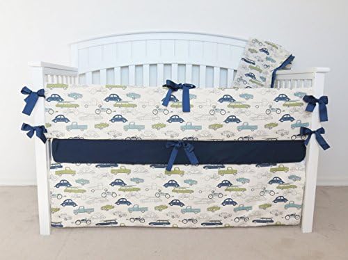 4 Piece Crib Set - car crib bedding, retro Cars, retro rides, classic autos, antique auto