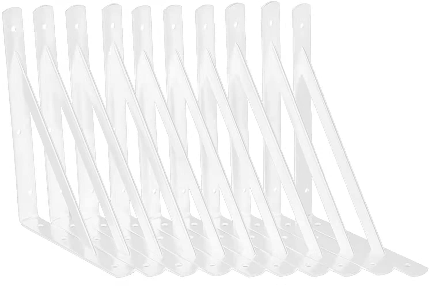 Photo 1 of 10 Inch Shelf Brackets , 10 Pack Heavy Duty L Brackets for Shelves, 90 Degree Triangle Metal Supports for DIY Floating Shelf with Screws ( White)