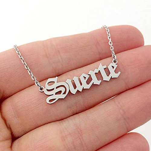 AOCHEE Personalized Old English Font Name Necklace Customized Monogram Nameplate Necklace (Silver)