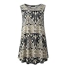 Veranee Women's Sleeveless Swing Tunic Summer Floral Flare Tank Top (Large, 6-23)