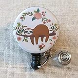 Cute SLOTH Badge Reel, Sloth Retractable Name Badge Holder, Pediatric Badge Reel, Teacher ID Badge Reel, Nurse ID Badge Holder, Mylar Badge