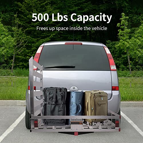 50" x 29.7" Trailer Hitch Cargo Carrier 500LBS Utility Basket with 41.5