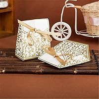 Hoxekle 100 PCS Candy Favor Bags Gift Boxes with Ribbons Wedding Party Favour Sweet Cake Gift Candy Boxes for Anniversary Wedding Party
