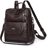 YALIZHNA Backpack Purse for Women Pu Leather Travel Backpack Ladies Shoulder Bags Anti-theft Satchel Handbag (Coffee)