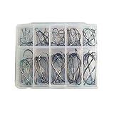 50pcs Sharp Fishing Lure Fish Hook Barbed Fishing Tackle Fishhook 10 Grid Box x1