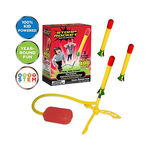 Stomp-Rocket-Super-High-Performance-Stomp-Kit Stomp Rocket Super High Performance Launcher - Soars up to 400 Ft - 3 Extreme Height Rockets and Adjustable Launcher…