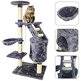 Lolipet - Árbol para gato de color gris con rascador - Torre para rascar de sisal natural