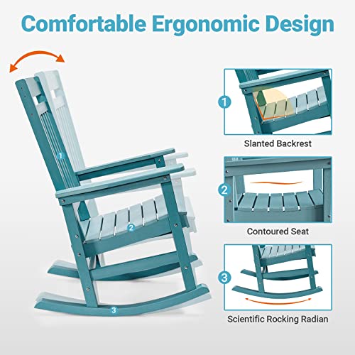 EMBRANGE Outdoor Oversized Rocking Chair with Tilting High Backrest