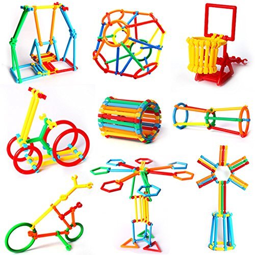 O-Toys Interlocking Toys for Kids Connecting Toys Construction Toy Kit Building Blocks Bars Educational Preschool Learning Stem Toys Shaped Puzzle Game Playset (420pcs)