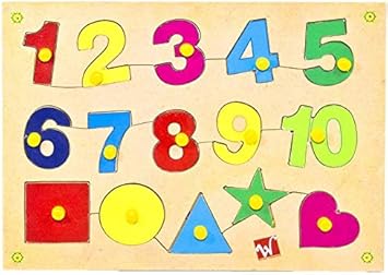 Toyvala Wooden Jigsaw Number& Shapes (15 Pieces)