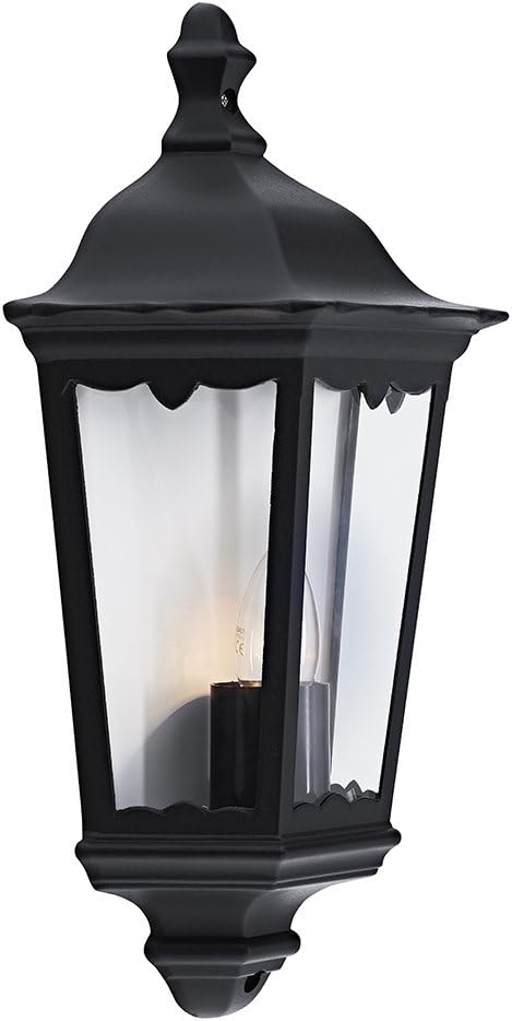 Happy Homewares Traditional Black Cast Aluminium Outdoor Lantern Wall Light, 44cm x 26cm x 12cm - Image 3