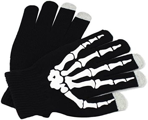 MTFS Men's Women's Halloween Skull Bone Skeleton Finger Gloves (Bone)