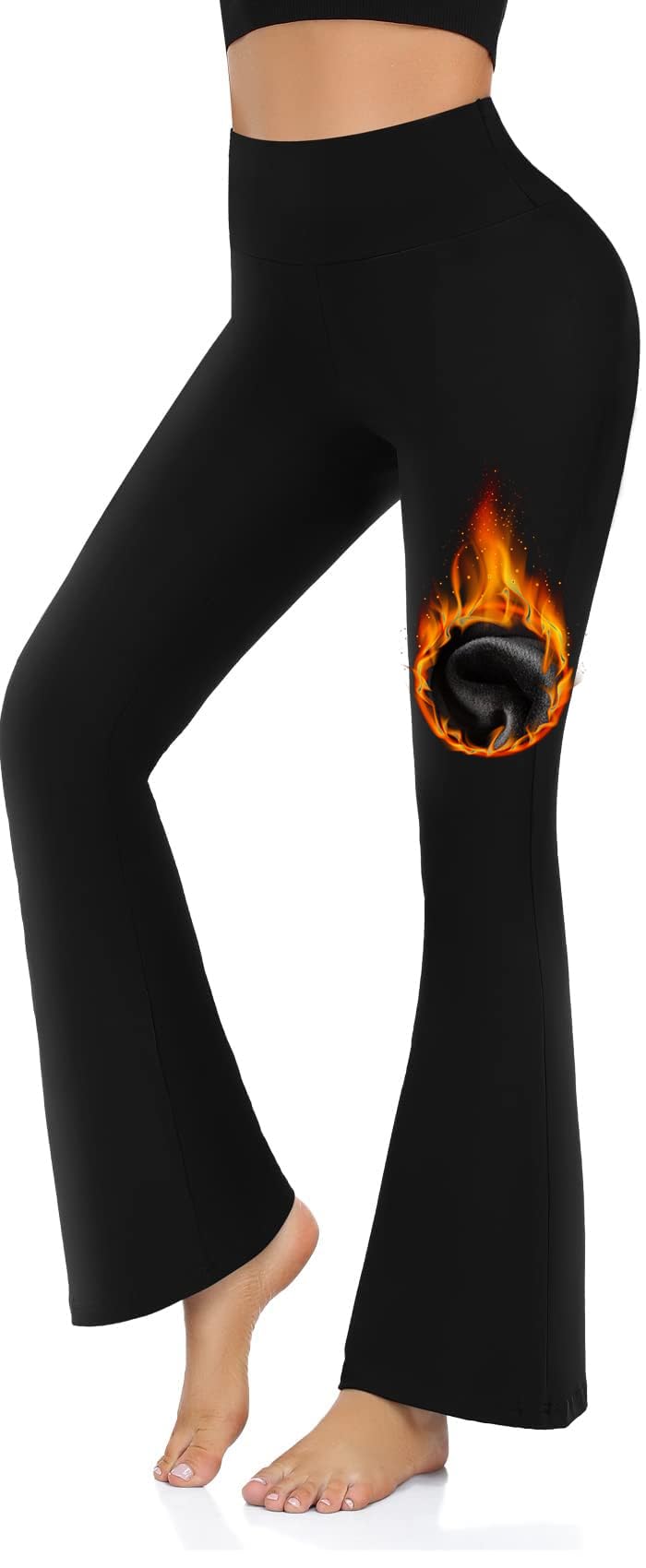 Photo 1 of Hi Clasmix Women's Fleece Lined Leggings - Winter Flare Leggings Thermal Warm Crossover Bootcut Workout Hiking Yoga Pants M