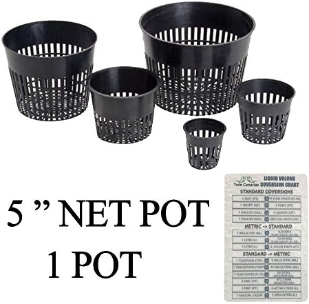 Hydroponic Net Cup Pots + Twin Canaries Chart - 5” Net Pot - 1 Pot