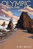 Olympic National Park, Washington - Ruby Beach (9x12 Art Print, Wall Decor Travel Poster)