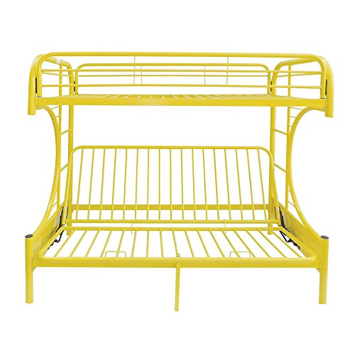 Major-Q 7002091yl Yellow Modern Metal Tube Supported Twin Futon Bunk Bed with Built-in Ladders & Full Length Guard Rails - Thumbnail 4