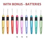 Crochet Lite -  Complete Set of Lighted Crochet Hooks with BONUS 3 Batteries