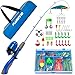 Kids Fishing Pole,Portable Telescopic Fishing Rod and Reel Full Kits, Spincast Fishing Pole for Kids, Boy, Youth (Blue Handle with Bag, 150CM 59.05IN)