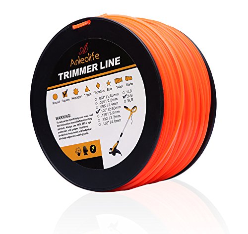 Anleo Anleolife 3-Pound Commercial Square .105-Inch-by-625-ft String Trimmer Line in Spool,with Bonus Line Cutter, Orange