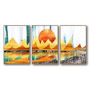 3 Piece Framed Canvas Home Artwork Decoration Abstract Mountain Canvas Wall Art for Living Room, Bedroom - 16"x24"x3 Panels
