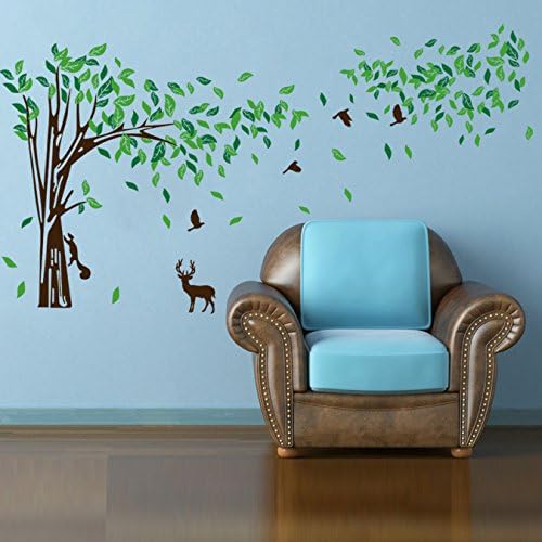 Rainbow Fox Large Pink Sakura Flower Cherry Blossom Tree Wall Sticker Decals PVC Removable Wall Decal for Nursery Girls and Boys Children's Bedroom (8260)