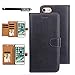 TabPow iPhone 7 Case, Genuine Leather Wallet Case - Flip-Out 5 Card Slot Holder - Slim Fit for iPhone 7 / iPhone 8 (4.7 Inch), Black