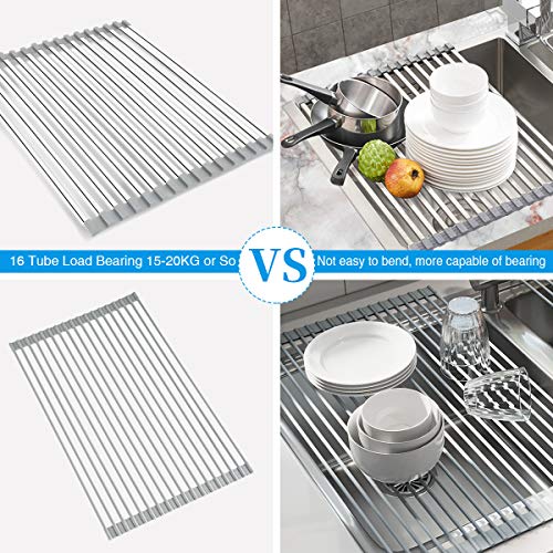 Dish Drying Rack 17.6" x 16", GTING Over Sink Roll Up Large Dish