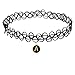 COZYLIFE Black Stretch Gothic Tattoo Henna Magic Choker Necklace with 26 Letter Pendant (A)