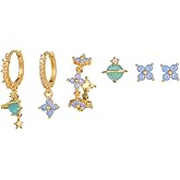 18K Gold Plated Single Ear Dainty Stud Earring Sets for Women, 925 Silver Needle Hypoallergenic Asymmetric Cartilage Stud Hoop Earrings