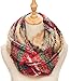 Women Tartan Plaid Infinity Wrap Scarf Winter Chunky Crochet Knit Loop Scarf (khaki)