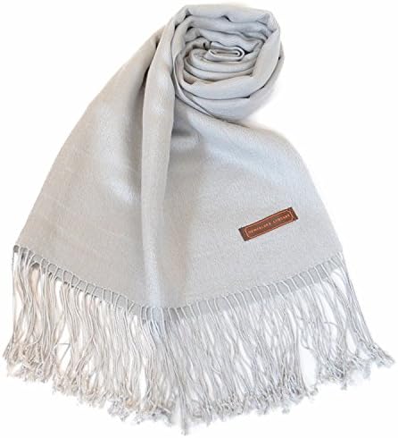 NEW COLORS Women's Luxury Silk Wool Twill Pashmina Shawl / Wrap Silver Gray