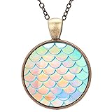 The little Mermaids Pendant Necklaces Jewelry for Women Girls Kids Necklace from Little Mermaid in Jewelry Believe in Fairies Animals Fashion Necklace Round Vintage Cute Friendship Necklace for Teens