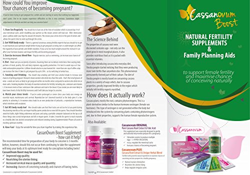 CassanOvum Boost, Fertility Supplement for egg quality and quantity, healthy uterine lining and increasesd cervical mucus, contains Cassava Root Extract and Unique Herbal Blend (Evening Primrose, Maca Root, Chaste Berry, Borage, Dandelion Root, Licorice R