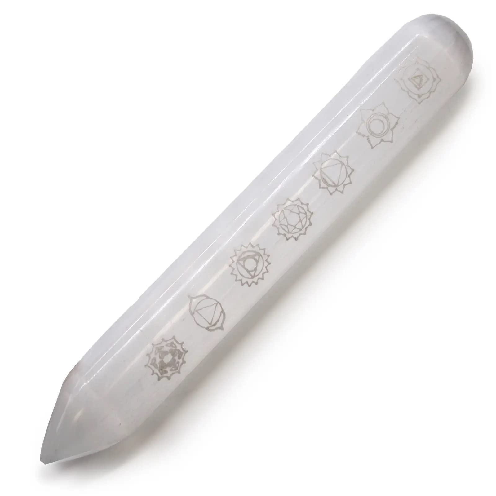 Selenite Wand Large Engraved Natural Stone Gemstone for Reiki, Feng Shui, Crystal Healing, Meditation, Cleansing & White Magic Rituals