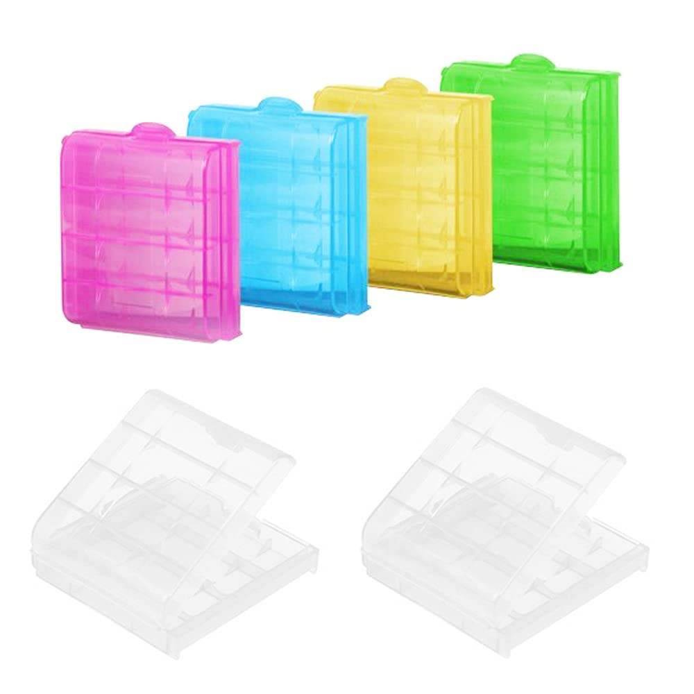 SUNFUA 6 Pcs Five AA Battery Case Hard Plastic Batteries Storage Boxes Suitable for AA AAA Batteries