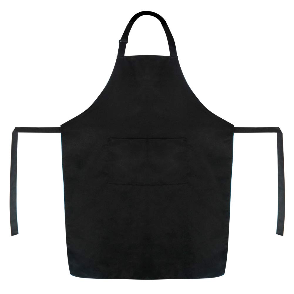Jespekerere Apron with Pockets Black Cooking Bib Apron for Chefs Men Women on Kitchen Studio Restaurant 1 PCS 60x70CM (23.6 x 27.6 inch)