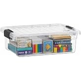 Superio 13.7 Quart Clear Plastic Storage Bin with Lid, Stackable Organizer Box, BPA-Free Storage Container for Home, Garage, School &amp; Office, 1 Pack