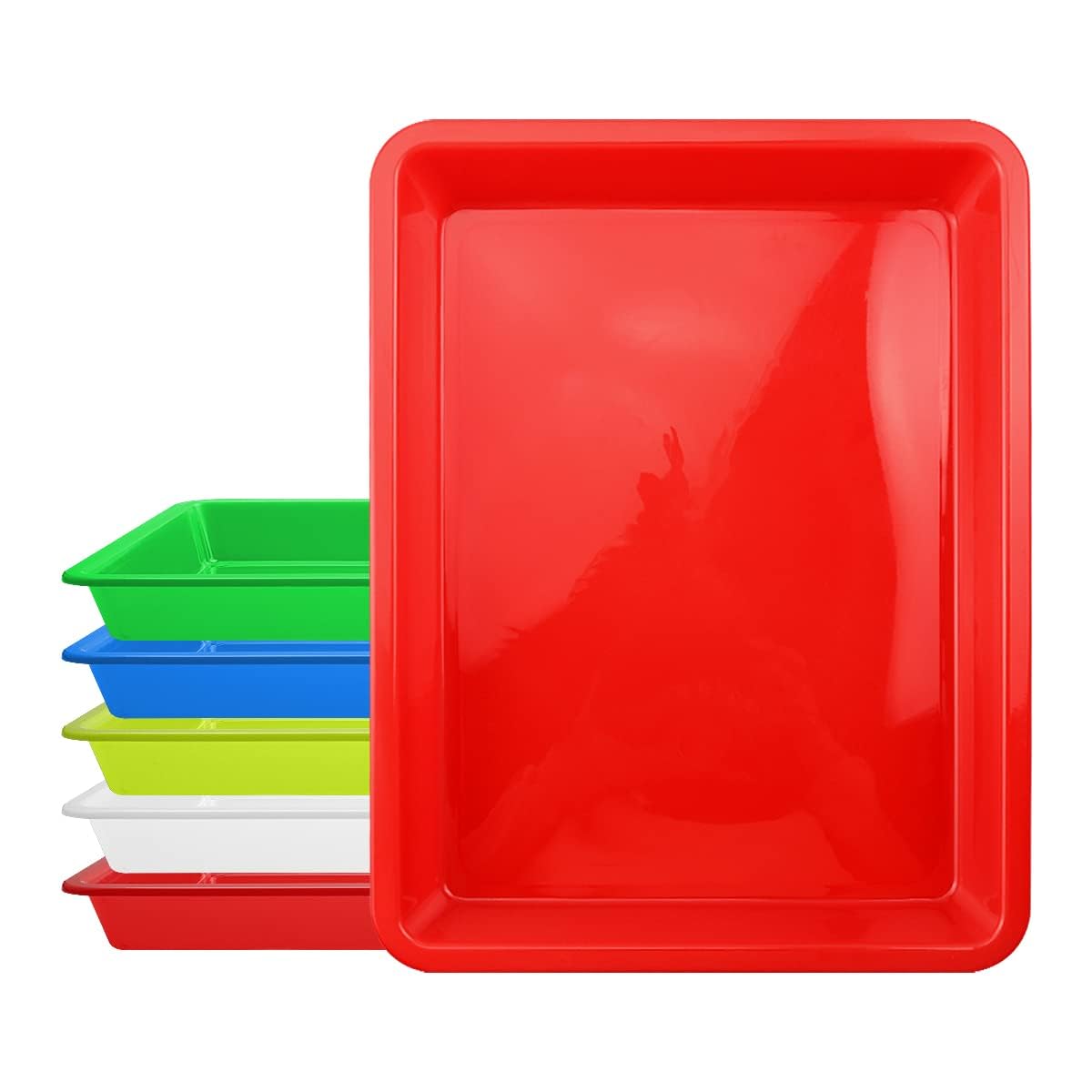 Jagowa 5PCS Plastic Trays Kids Activity Crafts Organizer Tray Serving Tray for School Home Office 5 Colours