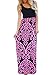 Chase Secret Womens Ethnic Style Sleeveless Floral Print Bohemian Tank Dresses Geometric Party Evening Long Maxi Dresses Small Pink