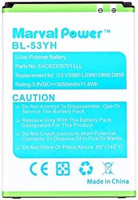 Marval Power Li-ion Battery Replacement For LG G3 VS985 F400 D850 D855 BL-53YH