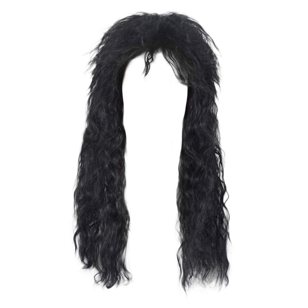 Lurrose Retro Style Wig Long Curly Black Fluffy Cosplay Hair Accessories Halloween Costumes Male