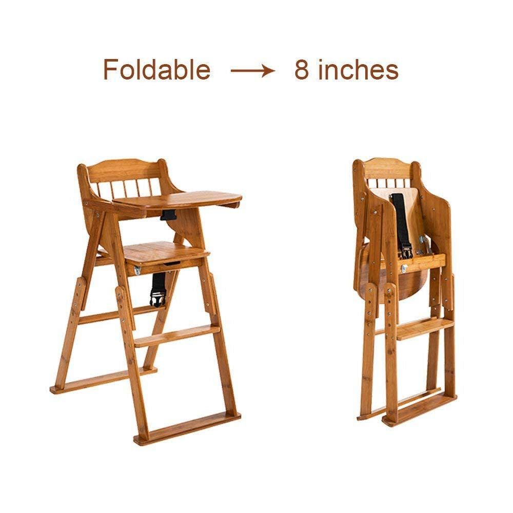 wooden high chair with tray