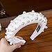 AWAYTR Velvet Padded Pearl Embellished Headband Large Padded Velvet Races Goth Wedding Headpiece for Women (Black+White)