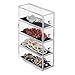 mDesign Fashion Jewelry Organizer Box for Rings, Earrings, Bracelets, Necklaces - 4 Drawers, Clear/Black