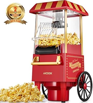 Aicook Eléctrico Vintage Palomitero, Máquina de Palomitas con Gran ...