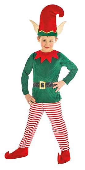 Das Kostümland Weihnachtself Leprechaun Kostüm für Kinder - Grün Rot - Verkleidung Jungen Mädchen Weihnachten Kinderfasching 